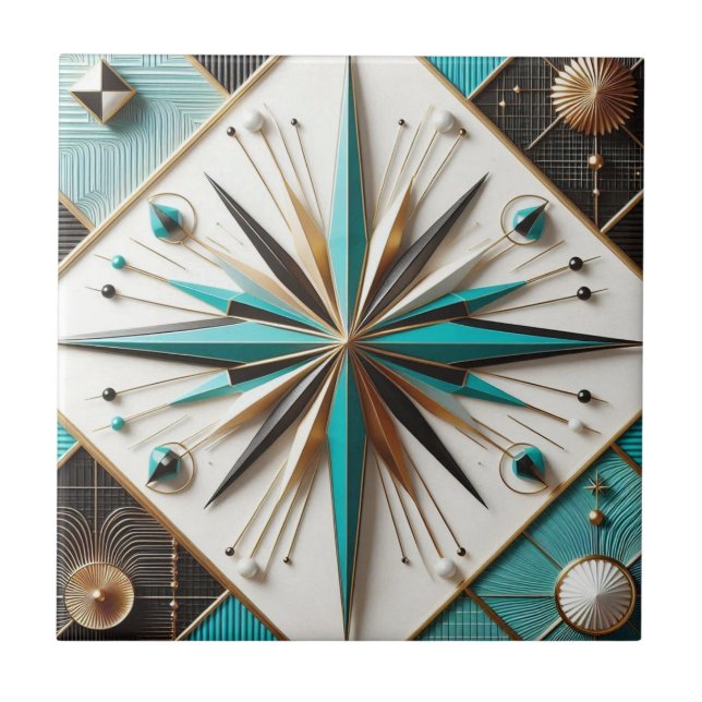 Retro Mid Century Modern  Kakelplatta (Framsidan)