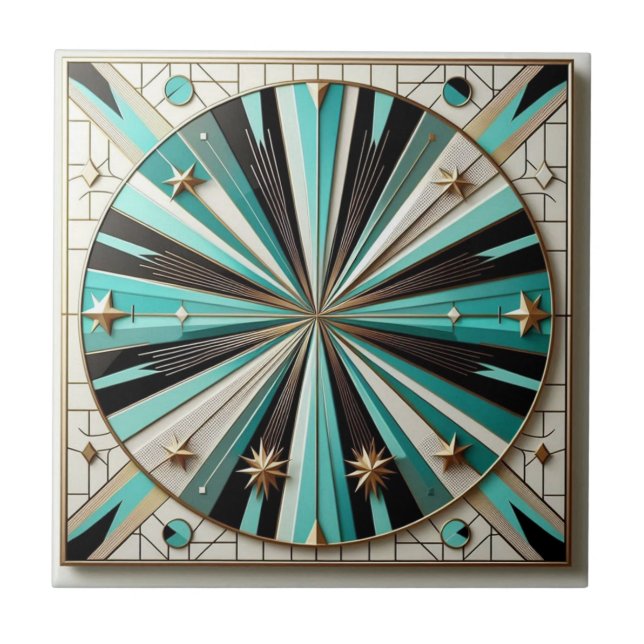 Retro Mid Century Modern  Kakelplatta (Framsidan)