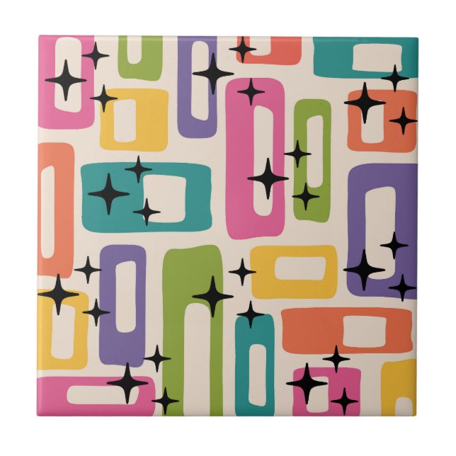 Retro Mid Century Modern Kakelplatta (Framsidan)