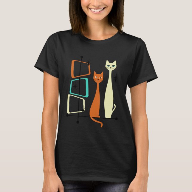 Retro Mid-Century Modern Katter 50- och 60-tals st T Shirt (Framsida)