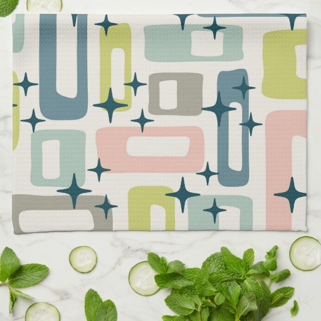 Retro Mid Century Modern Kökshandduk (Vikta)