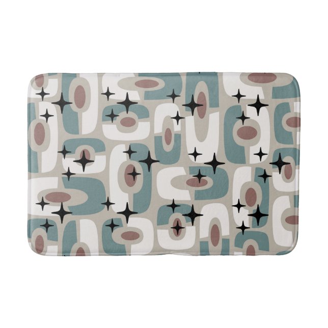 Retro Mid Century Modern Kosmisk Abstrakt Mönster Badrumsmatta (Framsidan)