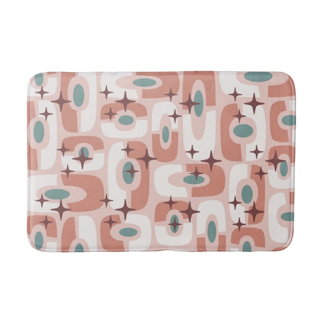 Retro Mid Century Modern Kosmisk Abstrakt Mönster Badrumsmatta (Framsidan)