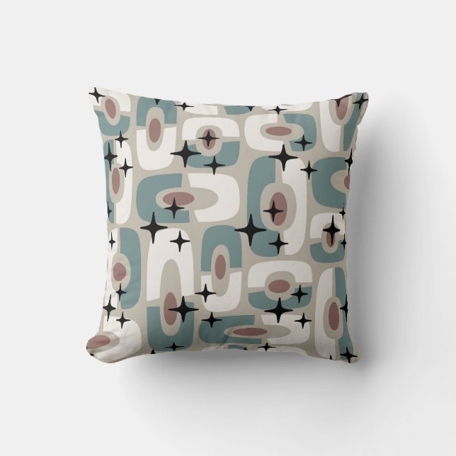 Retro Mid Century Modern Kosmisk Abstrakt Mönster Kudde (Framsida)