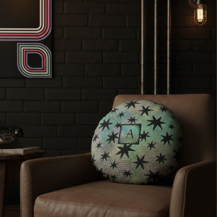 Retro Mid Century Modern Monogram Rund Kudde