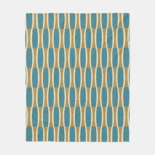 Retro Mid Century Modern Pin Rand Mönster Fleecefilt