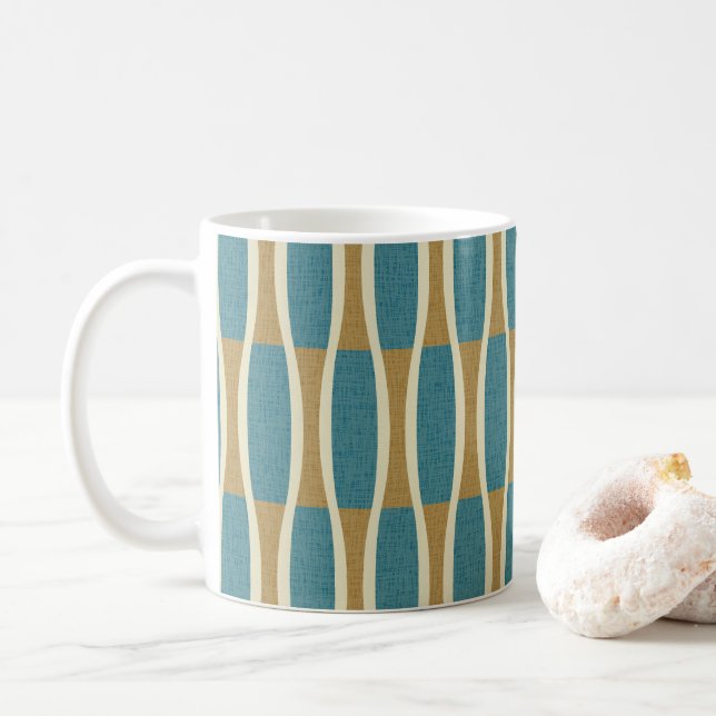 Retro Mid Century Modern Pin Rand Mönster Kaffemugg (Med munk)