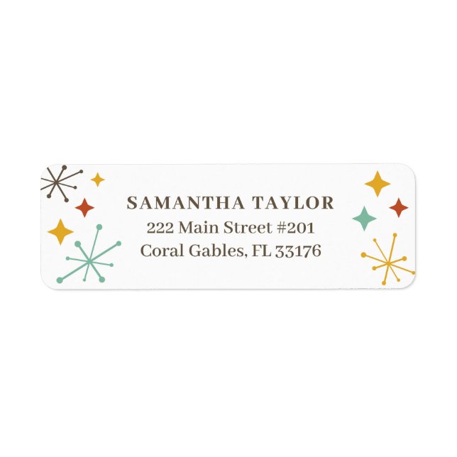 Retro Mid Century Modern Return-adressetikett Returadress Etikett (Framsidan)