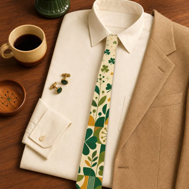 Retro Mid Century Modern Shamrock St Patrick's Day Slips (Retro Mid Century Modern Shamrock St Patrick's Day Neck Tie)