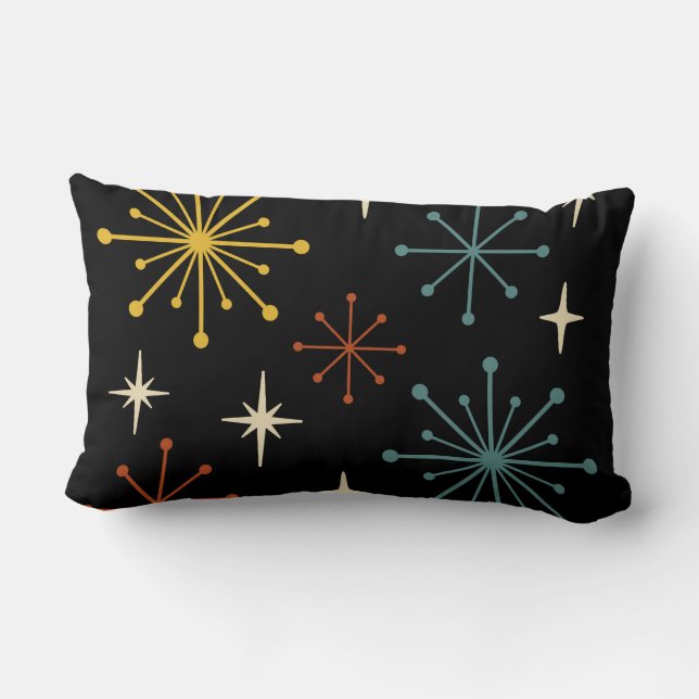 Retro Mid Century Modern Stjärnburstmönster Lumbarkudde (Baksida)