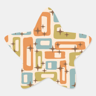 Retro Mid Century Modern Stjärnformat Klistermärke