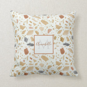 Retro Mid Century Modern Terrazzo Terracotta Namn Kudde
