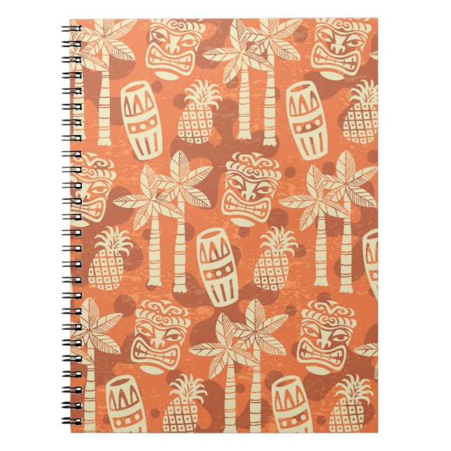 Retro Mid Century Modern Tiki Mönster Anteckningsbok (Framsidan)