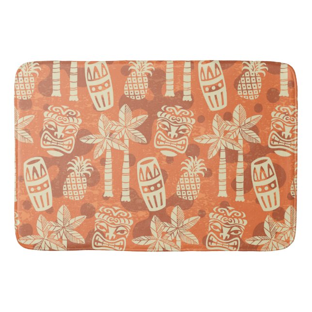 Retro Mid Century Modern Tiki Mönster Badrumsmatta (Framsidan)