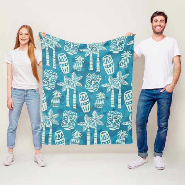 Retro Mid Century Modern Tiki Mönster Fleecefilt (På plats)