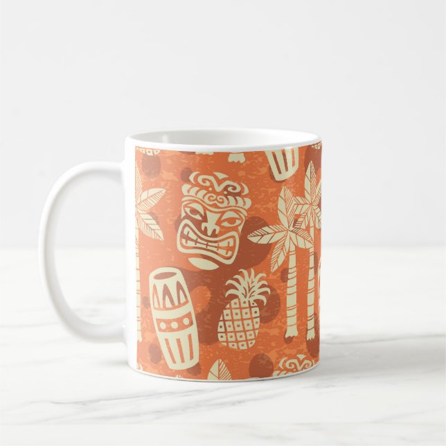 Retro Mid Century Modern Tiki Mönster Kaffemugg (Vänster)