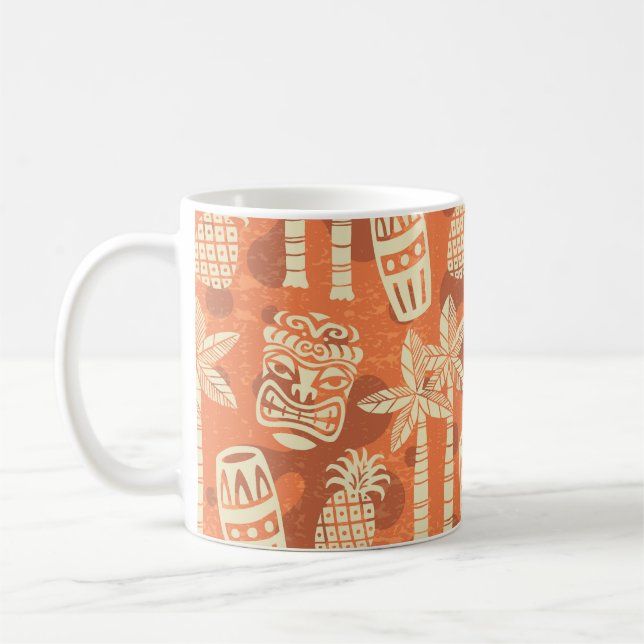 Retro Mid Century Modern Tiki Mönster Kaffemugg (Vänster)
