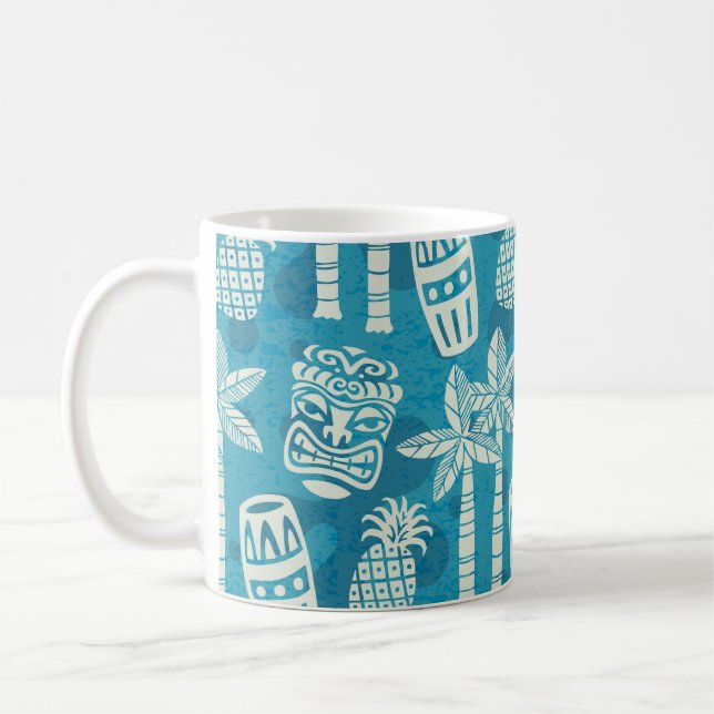 Retro Mid Century Modern Tiki Mönster Kaffemugg (Vänster)