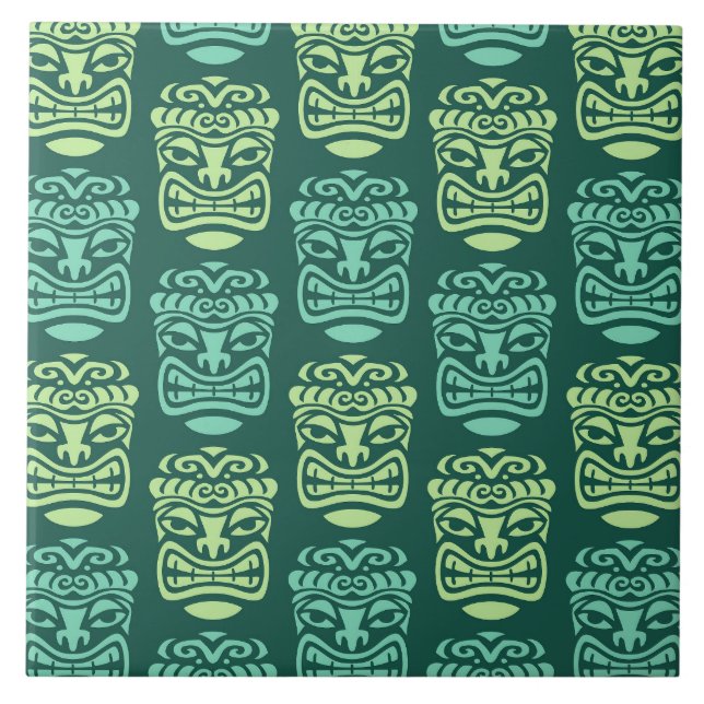 Retro Mid Century Modern Tiki Mönster Kakelplatta (Framsidan)