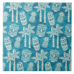 Retro Mid Century Modern Tiki Mönster Kakelplatta