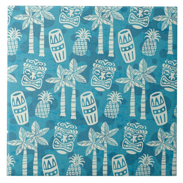 Retro Mid Century Modern Tiki Mönster Kakelplatta (Framsidan)