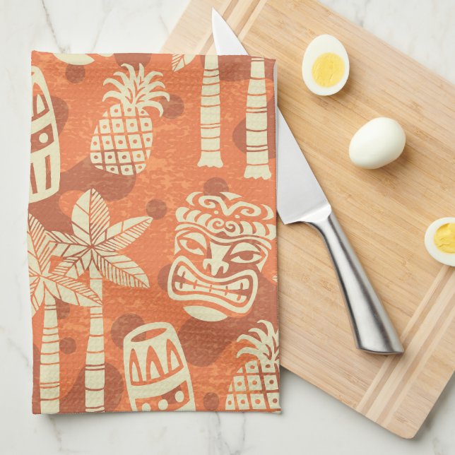 Retro Mid Century Modern Tiki Mönster Kökshandduk (Vikt i Fjärdedel)