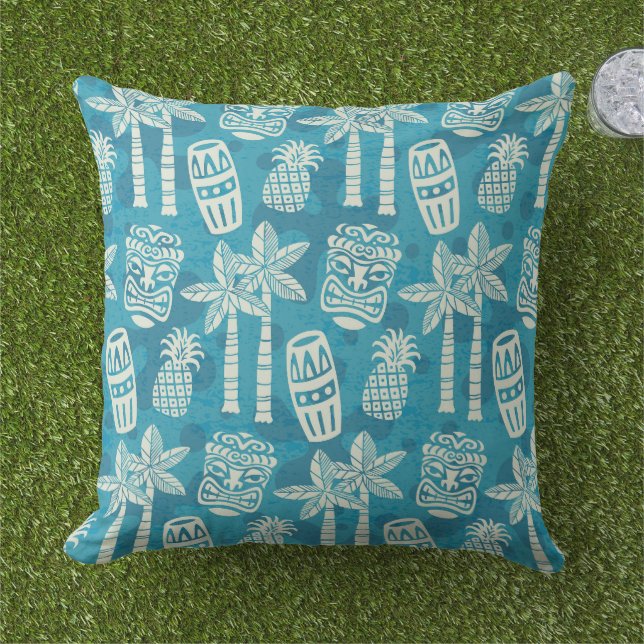 Retro Mid Century Modern Tiki Mönster Kudde (Gräs)