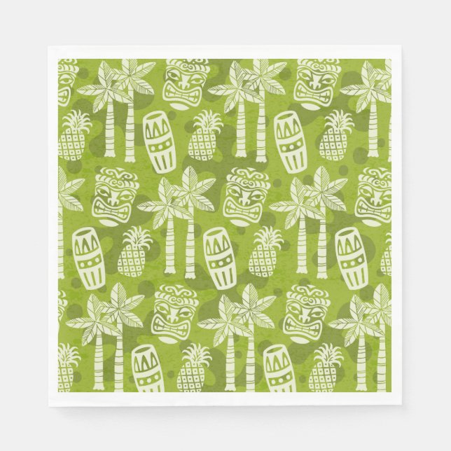 Retro Mid Century Modern Tiki-mönster Pappersservett (Framsidan)