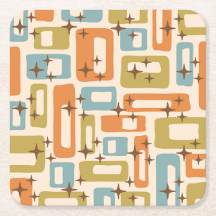 Retro Mid Century Modern Underlägg Papper Kvadrat