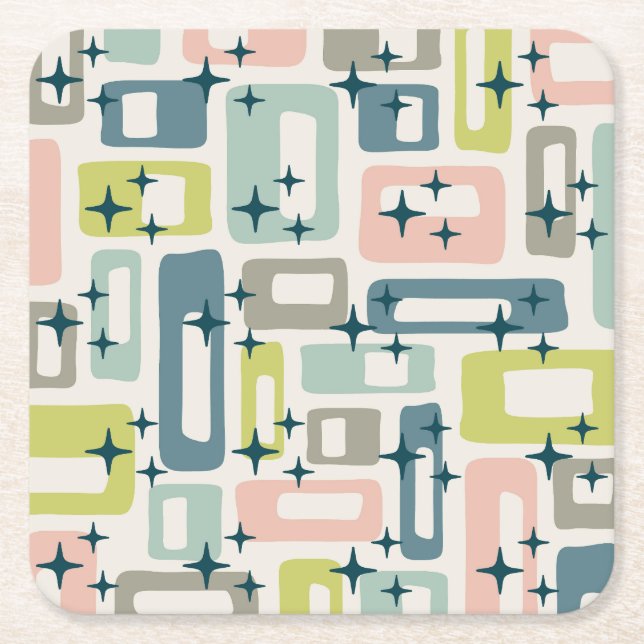 Retro Mid Century Modern Underlägg Papper Kvadrat (Framsidan)