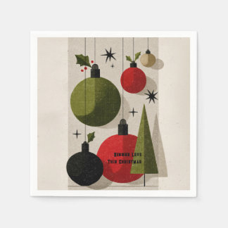 Retro-mid-century moderna julgransprydnader pappersservett