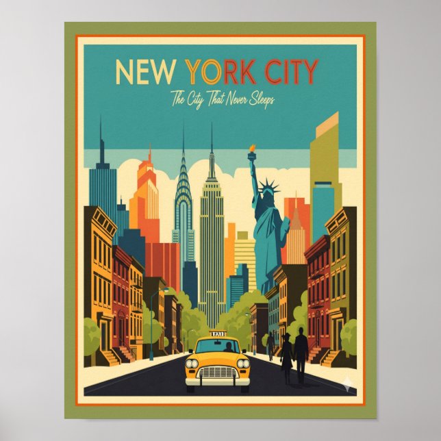 Retro Mid Century New York City Poster (Framsidan)