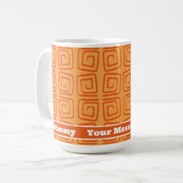 Retro Mid Century Orange Mönster Personlig Kaffemugg