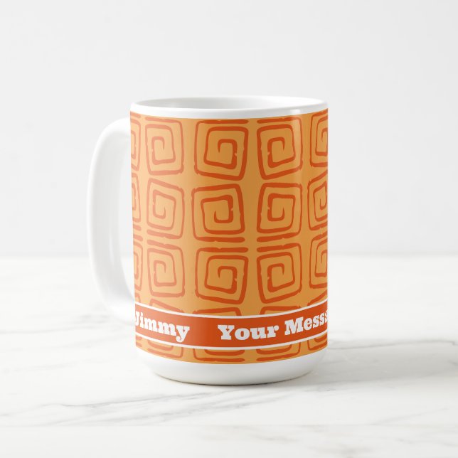 Retro Mid Century Orange Mönster Personlig Kaffemugg (Framsida vänster)