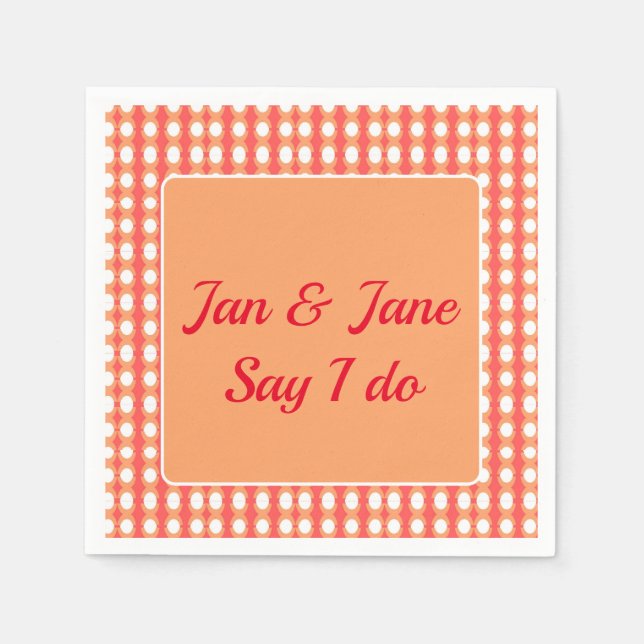 Retro Mid Century Orange & Rosa Wrapping Papper Pappersservett (Framsidan)