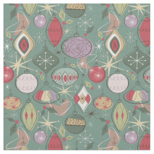 Retro Mid Century Ornament Fabric, Grönt Tyg