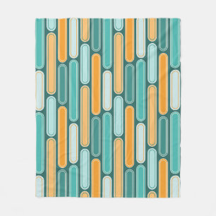 Retro Mid Century Rand Aqua, Teal, Orange Fleecefilt