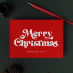 Retro Mid Century Red God jul Julkort<br><div class="desc">God jul-kort: en klassisk reflexform med en modern typografi i mitten av århundradet och en klassisk röd bakgrund.</div>