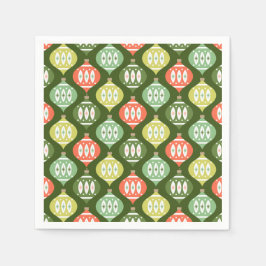Retro Mid Century Red & Oliv grönt jul Pappersservett