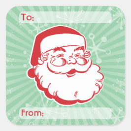 Retro-mid-century Santa Claus-presenttaggsticker Fyrkantigt Klistermärke
