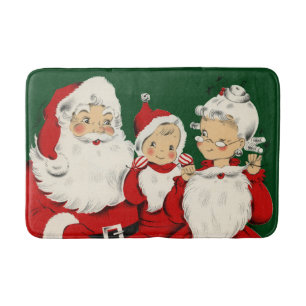 Retro Mid-Century Santa-familj – Kitsch Claus Badrumsmatta