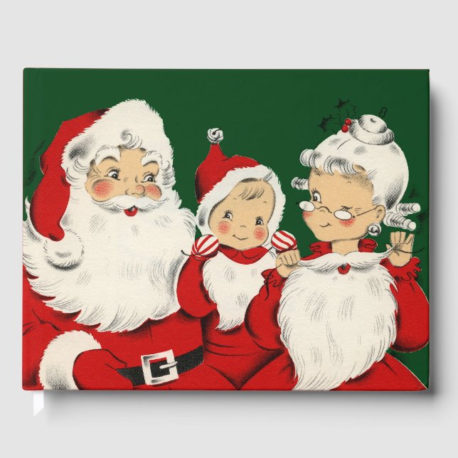 Retro Mid-Century Santa-familj – Kitsch Claus Gästböcker (Framsida)
