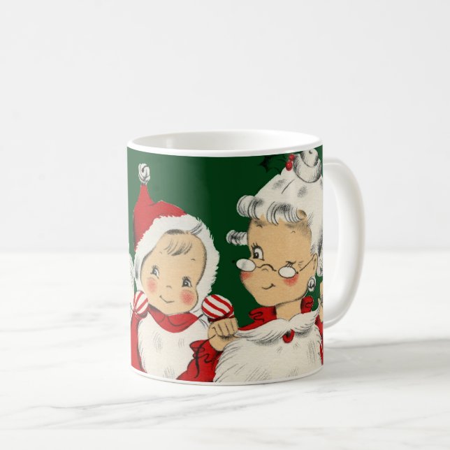 Retro Mid-Century Santa-familj – Kitsch Claus Kaffemugg (Framsida höger)