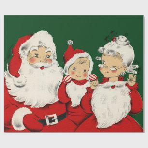 Retro Mid-Century Santa-familj – Kitsch Claus Presentpapper
