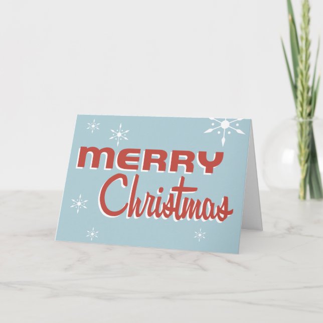 Retro Mid Century Snowflake-julkort Helgkort (Framsida)