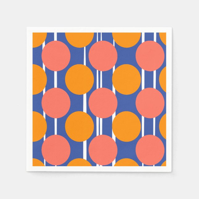 Retro Mid Century stil orange blå prick Mönster Pappersservett (Framsidan)