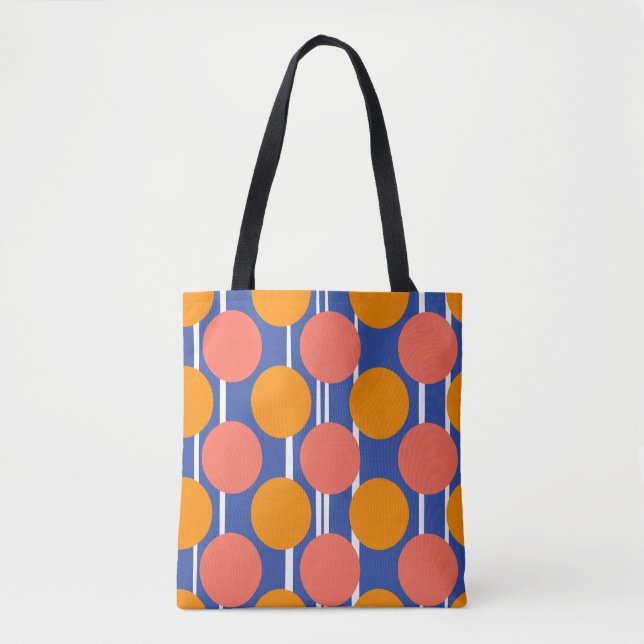 Retro Mid Century stil orange blå prickar Tygkasse (Framsida)