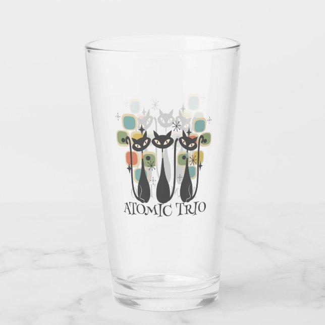 Retro Mid Century Svarta Atomkatten MCM Glaskopp (Framsida)