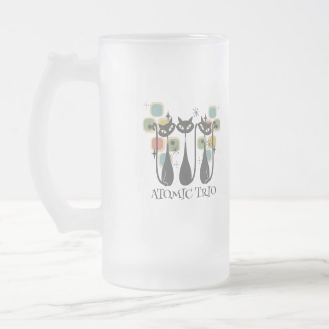 Retro Mid Century Svarta Atomkatterna MCM Frostat Ölglas (Vänster)
