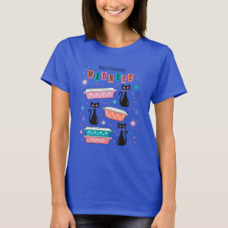 Retro Mid Century Svarta katter Kattunge Pyrex T-S T Shirt
